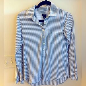 J. Crew Blue and White half button down shirt, size XS